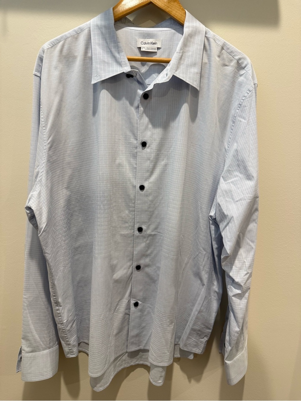 Calvin Klein Light Blue Windowpane Dress Shirt